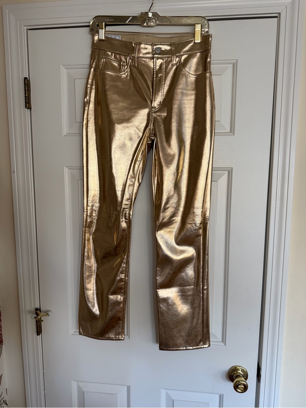 NWT GAP Metallic Gold Women's Straight-Leg Jeans size 27